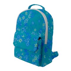 Aqua Blue Floral Print Flap Pocket Backpack (large) by SpinnyChairDesigns