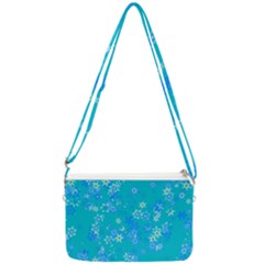 Aqua Blue Floral Print Double Gusset Crossbody Bag by SpinnyChairDesigns