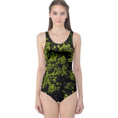 Nature Dark Camo Print One Piece Swimsuit by dflcprintsclothing