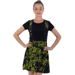 Nature Dark Camo Print Velvet Suspender Skater Skirt