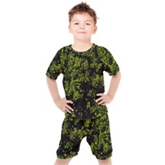 Nature Dark Camo Print Kids  Tee And Shorts Set by dflcprintsclothing