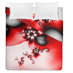 Abstract Red Black Floral Print Duvet Cover Double Side (queen Size) by SpinnyChairDesigns