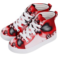 Abstract Red Black Floral Print Kids  Hi-top Skate Sneakers by SpinnyChairDesigns