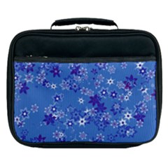 Cornflower Blue Floral Print Lunch Bag by SpinnyChairDesigns