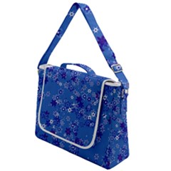 Cornflower Blue Floral Print Box Up Messenger Bag by SpinnyChairDesigns