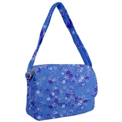 Cornflower Blue Floral Print Courier Bag by SpinnyChairDesigns