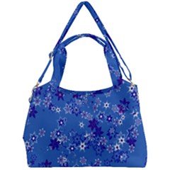 Cornflower Blue Floral Print Double Compartment Shoulder Bag