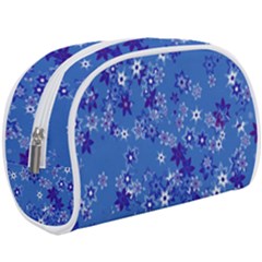 Cornflower Blue Floral Print Makeup Case (large) by SpinnyChairDesigns