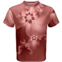 Coral Pink Floral Print Men s Cotton Tee View1