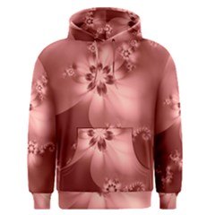 Coral Pink Floral Print Men s Core Hoodie by SpinnyChairDesigns