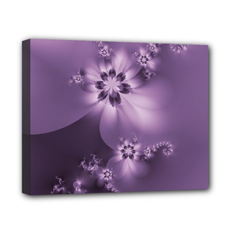 Royal Purple Floral Print Canvas 10  X 8  (stretched) by SpinnyChairDesigns