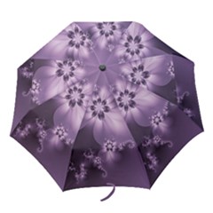 Royal Purple Floral Print Folding Umbrellas by SpinnyChairDesigns