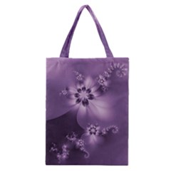 Royal Purple Floral Print Classic Tote Bag by SpinnyChairDesigns