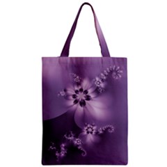 Royal Purple Floral Print Zipper Classic Tote Bag by SpinnyChairDesigns