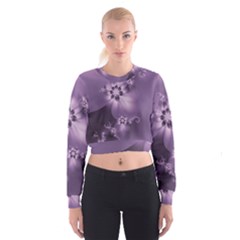 Royal Purple Floral Print Cropped Sweatshirt