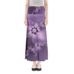 Royal Purple Floral Print Full Length Maxi Skirt