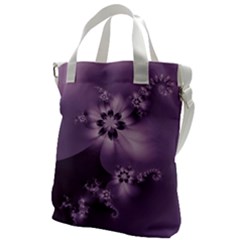 Royal Purple Floral Print Canvas Messenger Bag by SpinnyChairDesigns