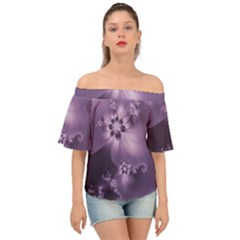 Royal Purple Floral Print Off Shoulder Short Sleeve Top