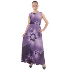 Royal Purple Floral Print Chiffon Mesh Boho Maxi Dress by SpinnyChairDesigns