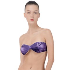 Royal Purple Floral Print Classic Bandeau Bikini Top 