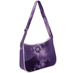 Royal Purple Floral Print Zip Up Shoulder Bag by SpinnyChairDesigns