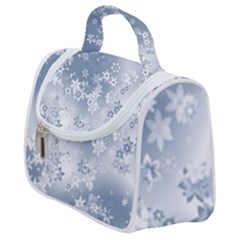Faded Blue White Floral Print Satchel Handbag by SpinnyChairDesigns