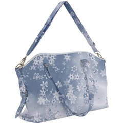 Faded Blue White Floral Print Canvas Crossbody Bag by SpinnyChairDesigns