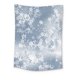 Faded Blue White Floral Print Medium Tapestry by SpinnyChairDesigns