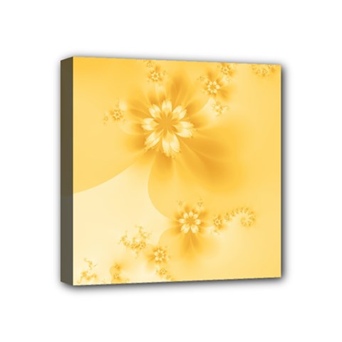 Saffron Yellow Floral Print Mini Canvas 4  X 4  (stretched) by SpinnyChairDesigns
