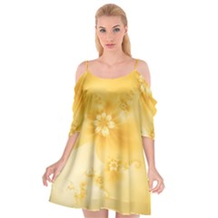 Saffron Yellow Floral Print Cutout Spaghetti Strap Chiffon Dress by SpinnyChairDesigns