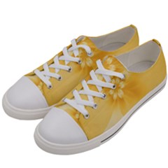 Saffron Yellow Floral Print Women s Low Top Canvas Sneakers by SpinnyChairDesigns