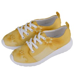 Saffron Yellow Floral Print Women s Lightweight Sports Shoes by SpinnyChairDesigns