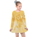 Saffron Yellow Floral Print Kids  Long Sleeve Dress View1