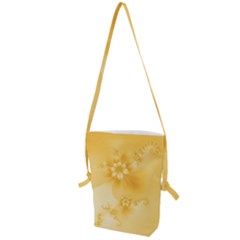 Saffron Yellow Floral Print Folding Shoulder Bag by SpinnyChairDesigns