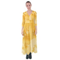 Saffron Yellow Floral Print Button Up Maxi Dress