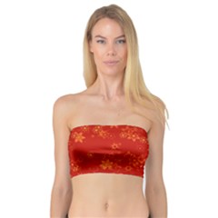 Orange Red Floral Print Bandeau Top by SpinnyChairDesigns