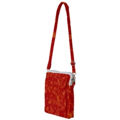 Orange Red Floral Print Multi Function Travel Bag by SpinnyChairDesigns