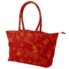 Orange Red Floral Print Canvas Shoulder Bag by SpinnyChairDesigns