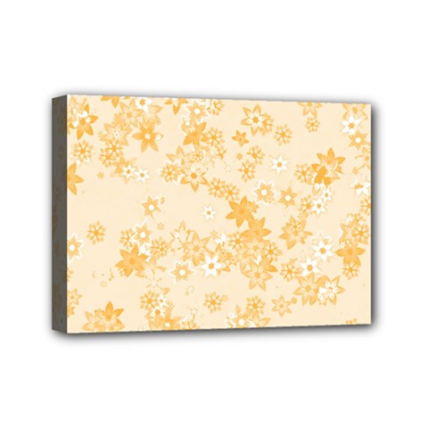 Yellow Flowers Floral Print Mini Canvas 7  X 5  (stretched) by SpinnyChairDesigns