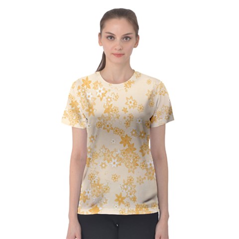 Yellow Flowers Floral Print Women s Sport Mesh Tee by SpinnyChairDesigns