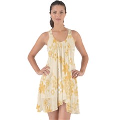 Yellow Flowers Floral Print Show Some Back Chiffon Dress