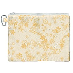 Yellow Flowers Floral Print Canvas Cosmetic Bag (xxl) by SpinnyChairDesigns