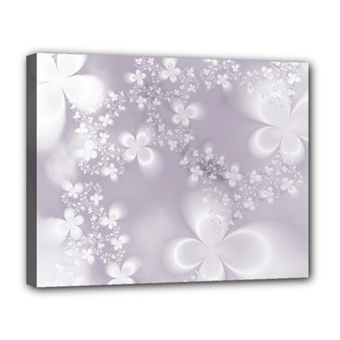 Pale Mauve White Flowers Canvas 14  X 11  (stretched) by SpinnyChairDesigns