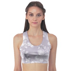 Pale Mauve White Flowers Sports Bra by SpinnyChairDesigns