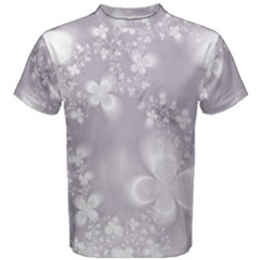 Pale Mauve White Flowers Men s Cotton Tee by SpinnyChairDesigns