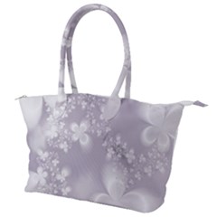 Pale Mauve White Flowers Canvas Shoulder Bag