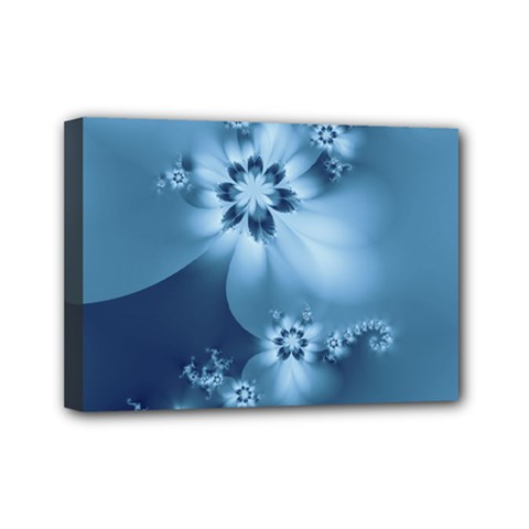 Steel Blue Flowers Mini Canvas 7  X 5  (stretched)