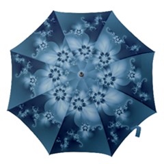 Steel Blue Flowers Hook Handle Umbrellas (Large)