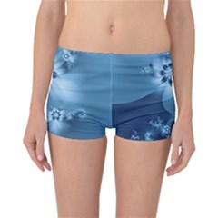 Steel Blue Flowers Reversible Boyleg Bikini Bottoms