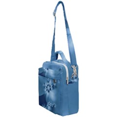 Steel Blue Flowers Crossbody Day Bag by SpinnyChairDesigns